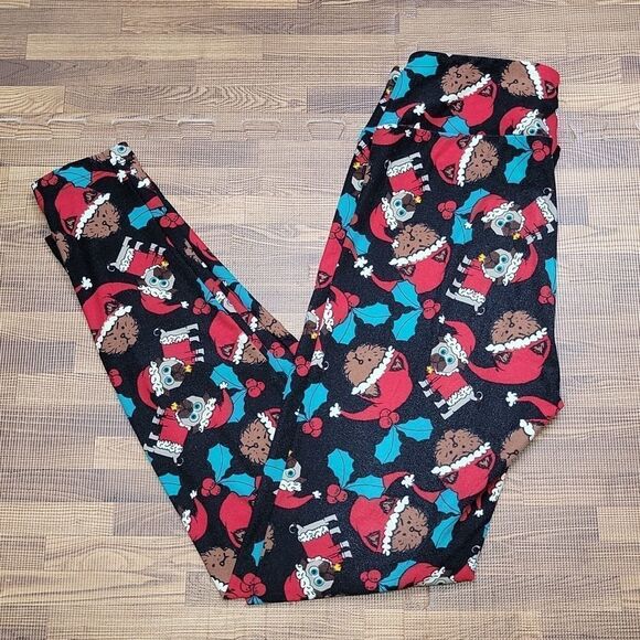 LuLaRoe Pug Holiday Leggings one size - Picture 1 of 8